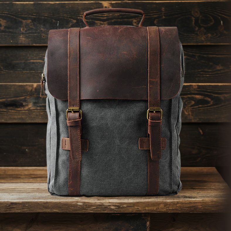 Harlan | Fashion Canvas Leather School Bag