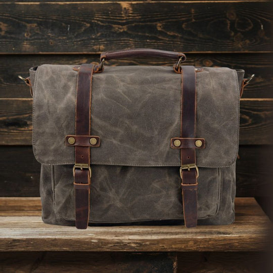 Canvas & Leather Messenger Bag | BRUGES