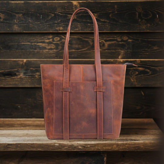 Coffee Leather Tote Bag | METS