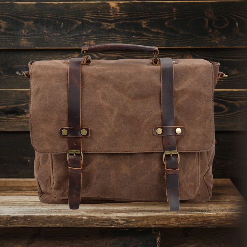 Canvas & Leather Messenger Bag | BRUGES