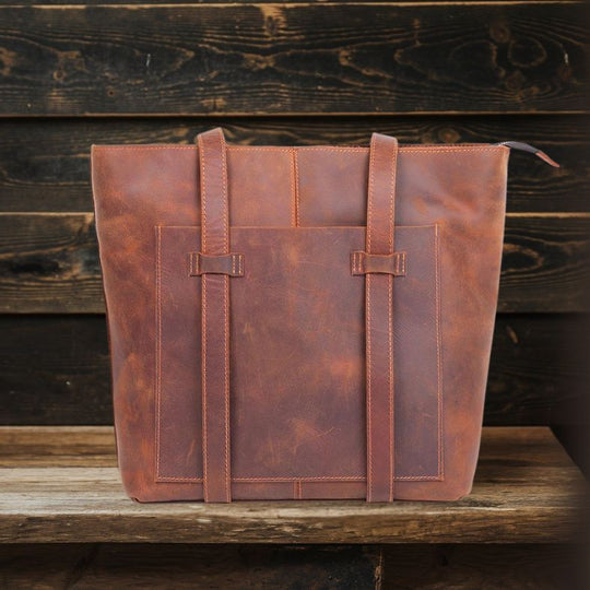 Coffee Leather Tote Bag | METS