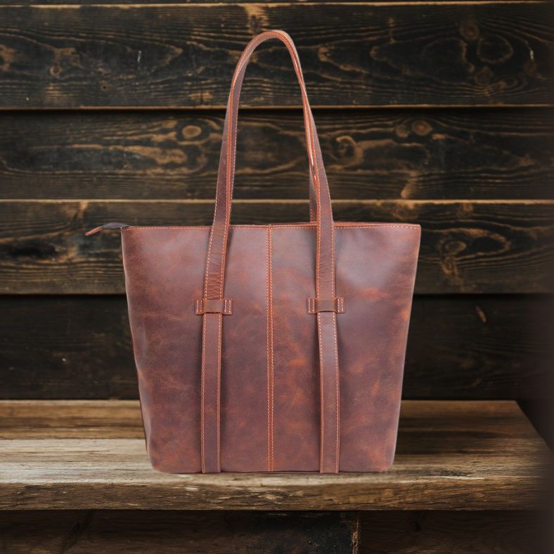 Coffee Leather Tote Bag | METS