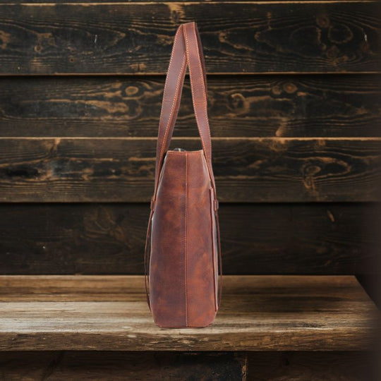 Coffee Leather Tote Bag | METS