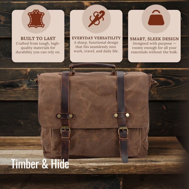 Canvas & Leather Messenger Bag | BRUGES