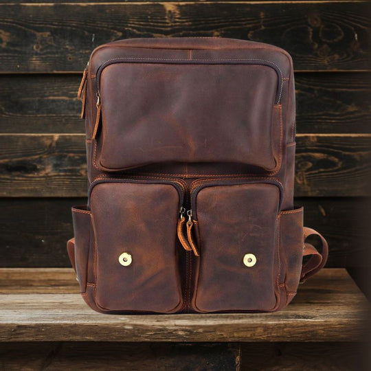 Brown Leather Rucksack | BIEFELD