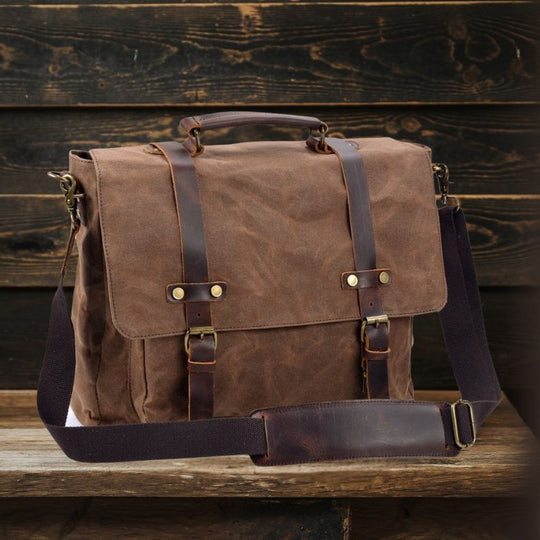 Canvas & Leather Messenger Bag | BRUGES