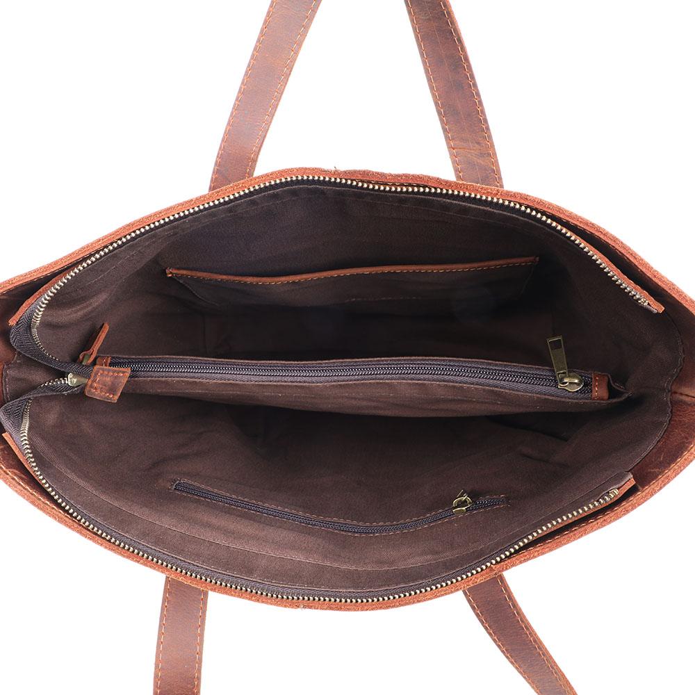 Coffee Leather Tote Bag | METS